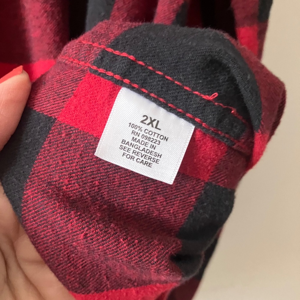 Magellan Outdoors Red Black Buffalo‎ Plaid Flannel Button Down Shirt 2XL - Picture 5 of 6
